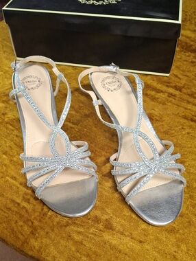 J. Miller Silver Rhinestone Strappy Sandals
